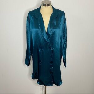 Victoria's Secet Gold Label Vintage Teal Double Breasted Long Sleeve Nightgown